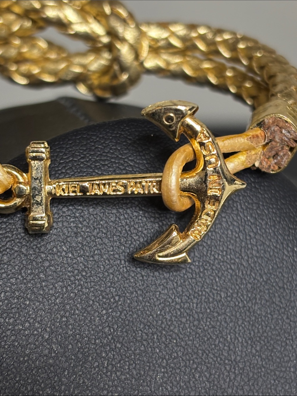 Kiel James Patrick Fortune Sailor Gold Tone Anchor Charm Braided Bracelet - Picture 5 of 6
